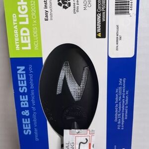 #5067 Zefal Bike Mirror w/Dual-mode LED Light (Flash & Constant) Universal Mount